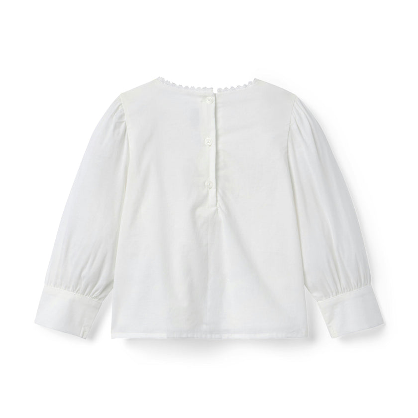Lace Trim Pintuck Top, white