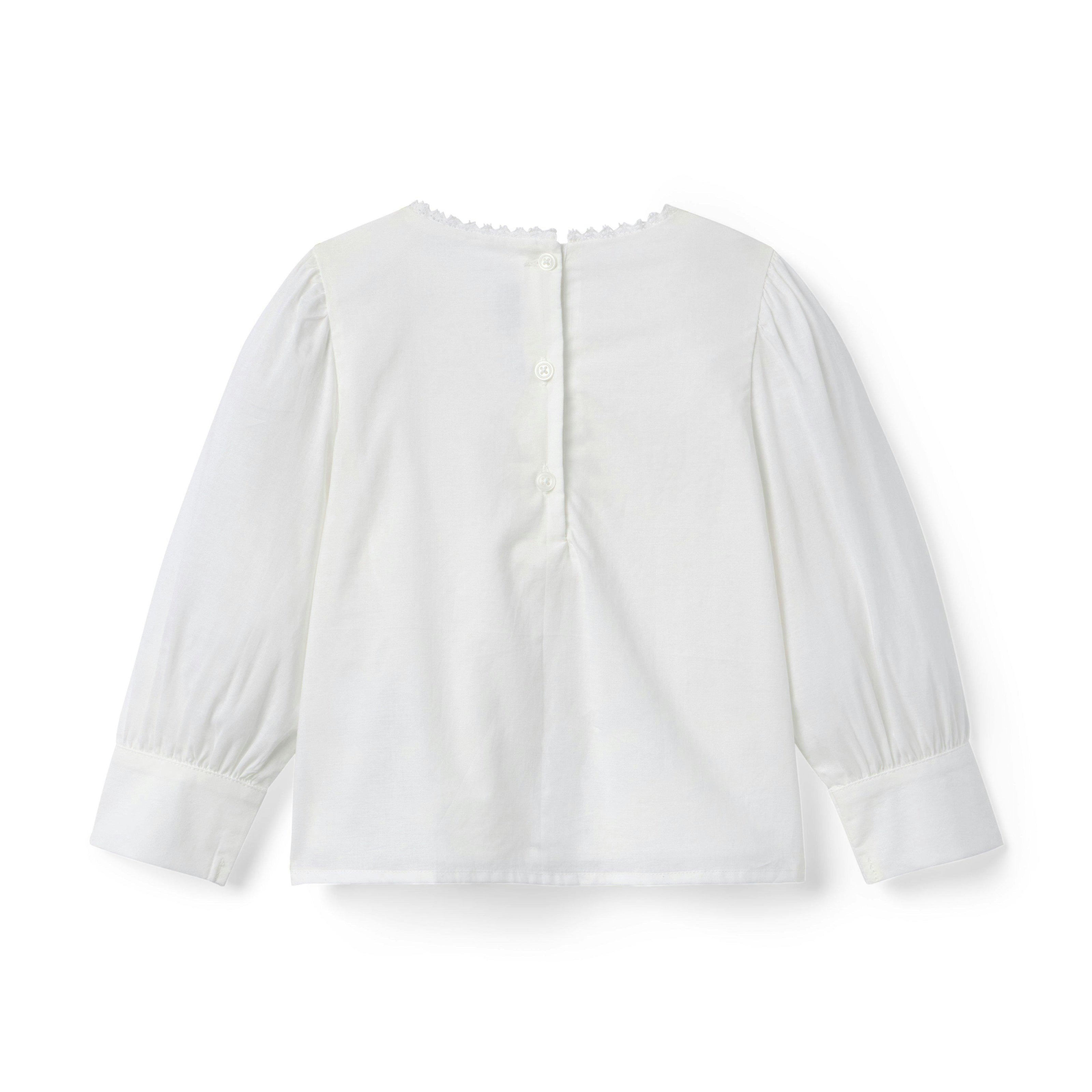 Lace Trim Pintuck Top, white