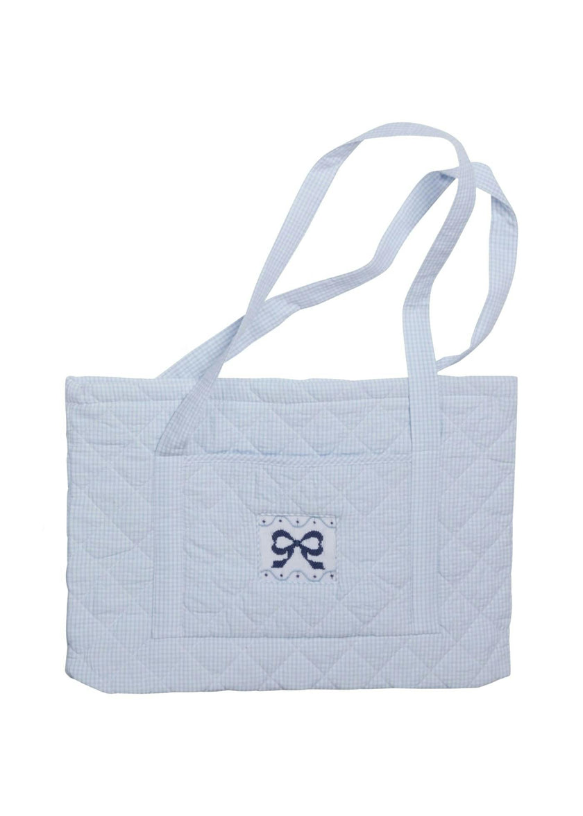 Quilted Luggage - Blue Bow
