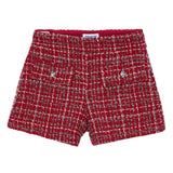 Red Tweed Button Shorts