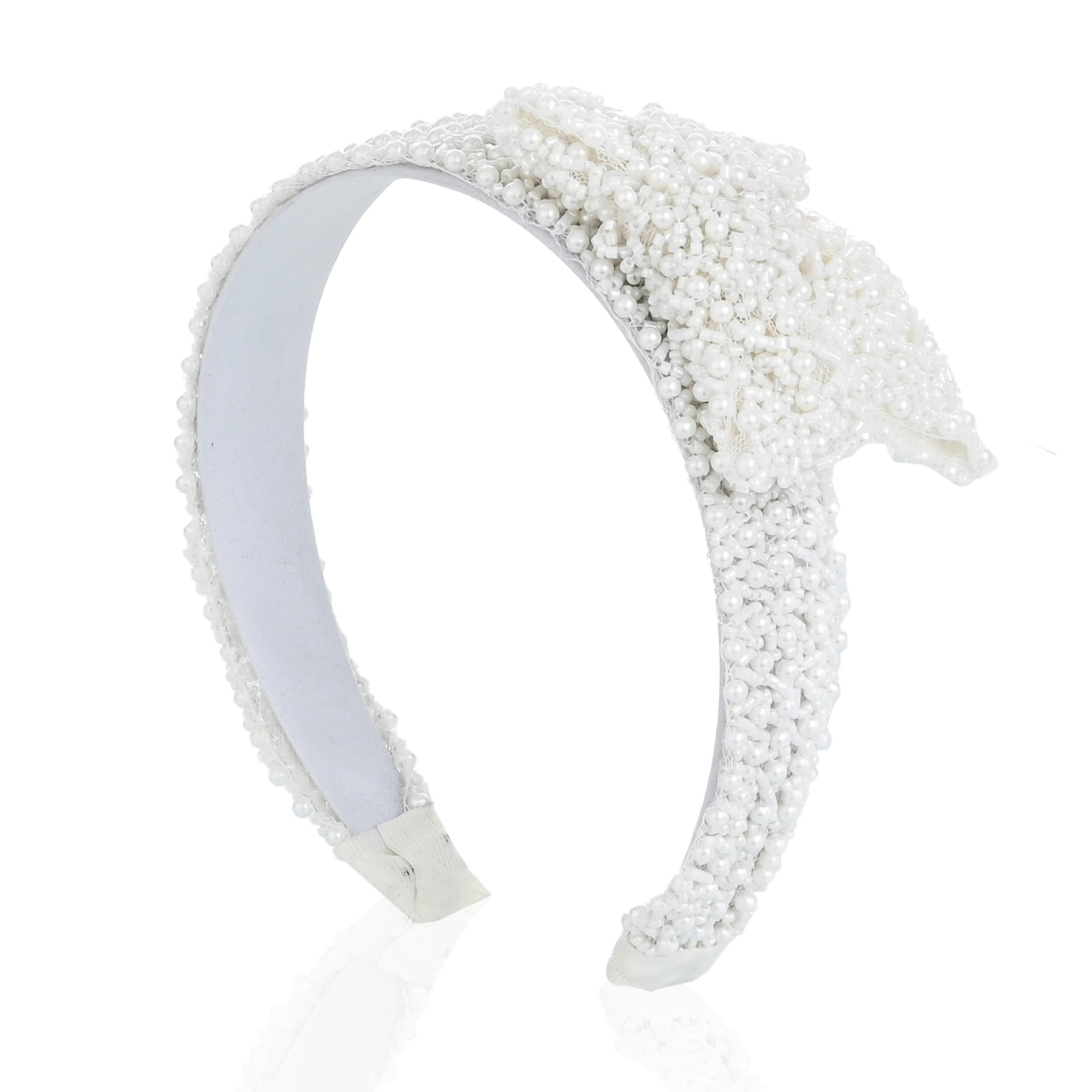 White Pearl Bow Headband