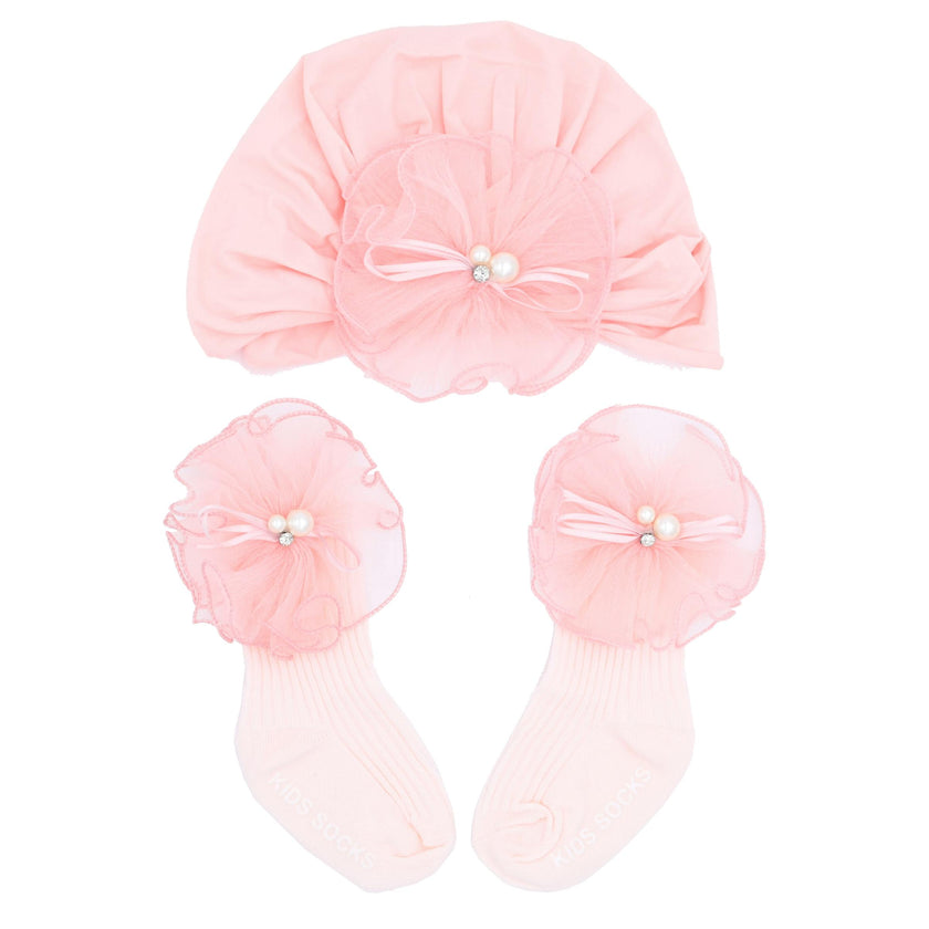 Pink Pearl Flower Ribbon Gift Set