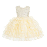 Cream Lucinda Sequin Ruffle Dress