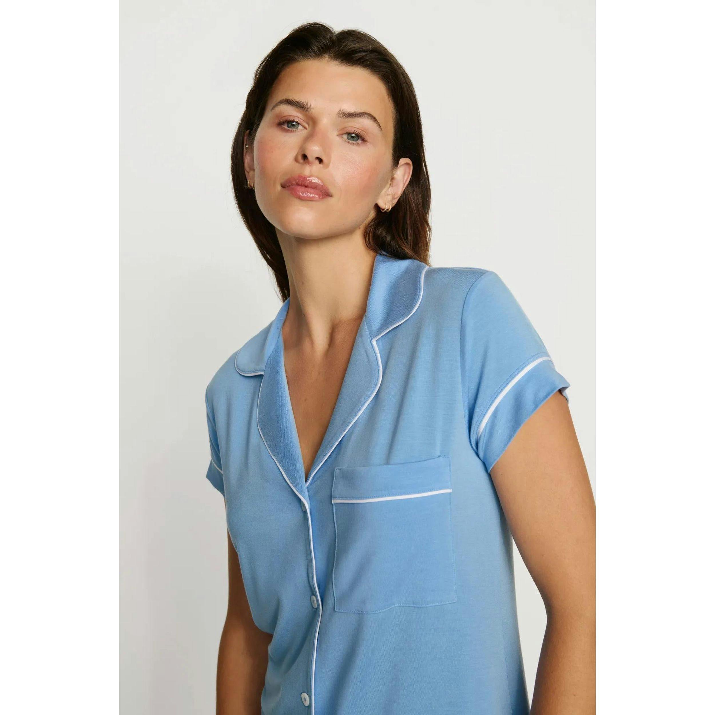 Gisele TENCEL™ Modal Shortie Short PJ Set, SUMMER BLUE/WHITE