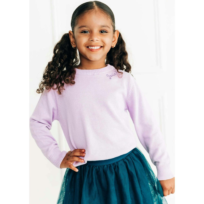 Monogram Embroidered Crewneck Sweater with Glitter