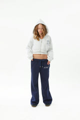 Mia White Grey French Terry Zip up Hoodie - Travel Set