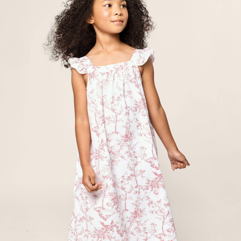 Girl's Twill Clara Nightgown in Pink Timeless Toile