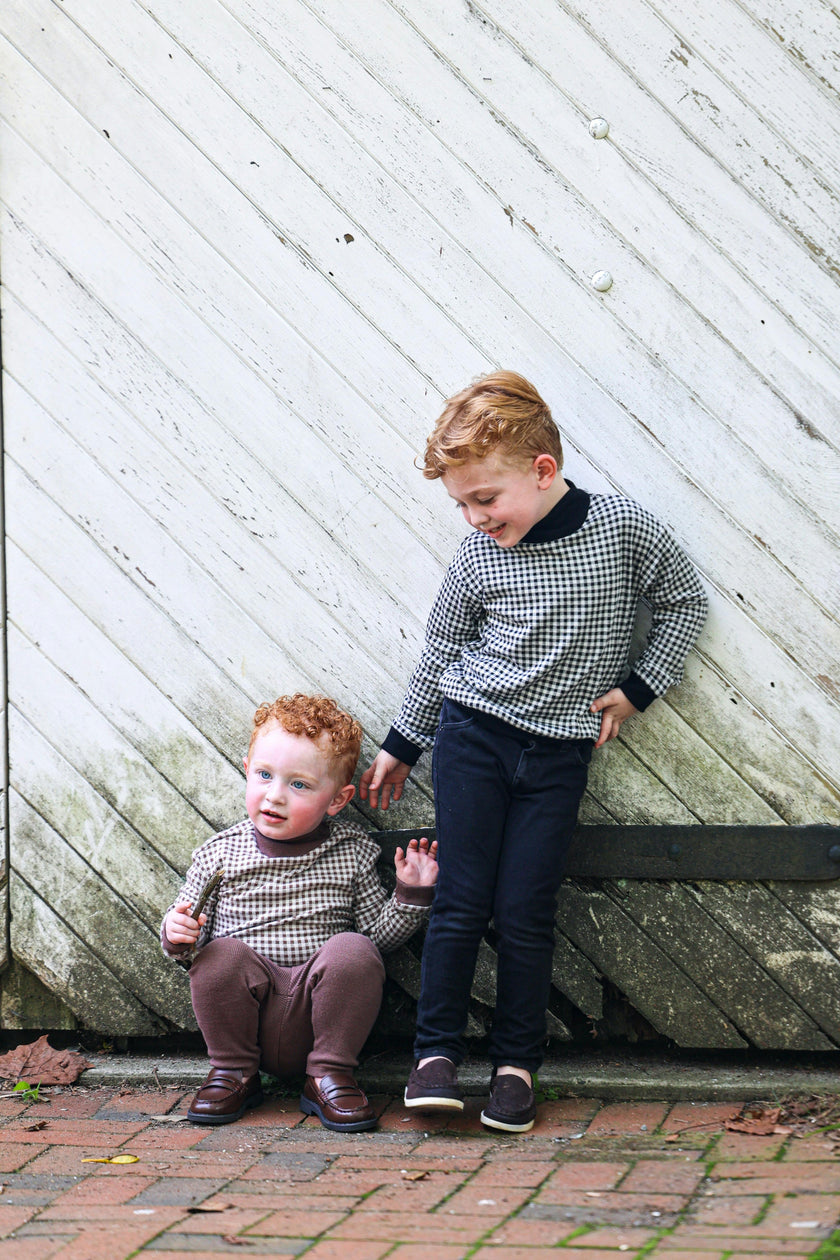 Kids Unisex Soft Gingham Neck Sweatshirt & Legging Set