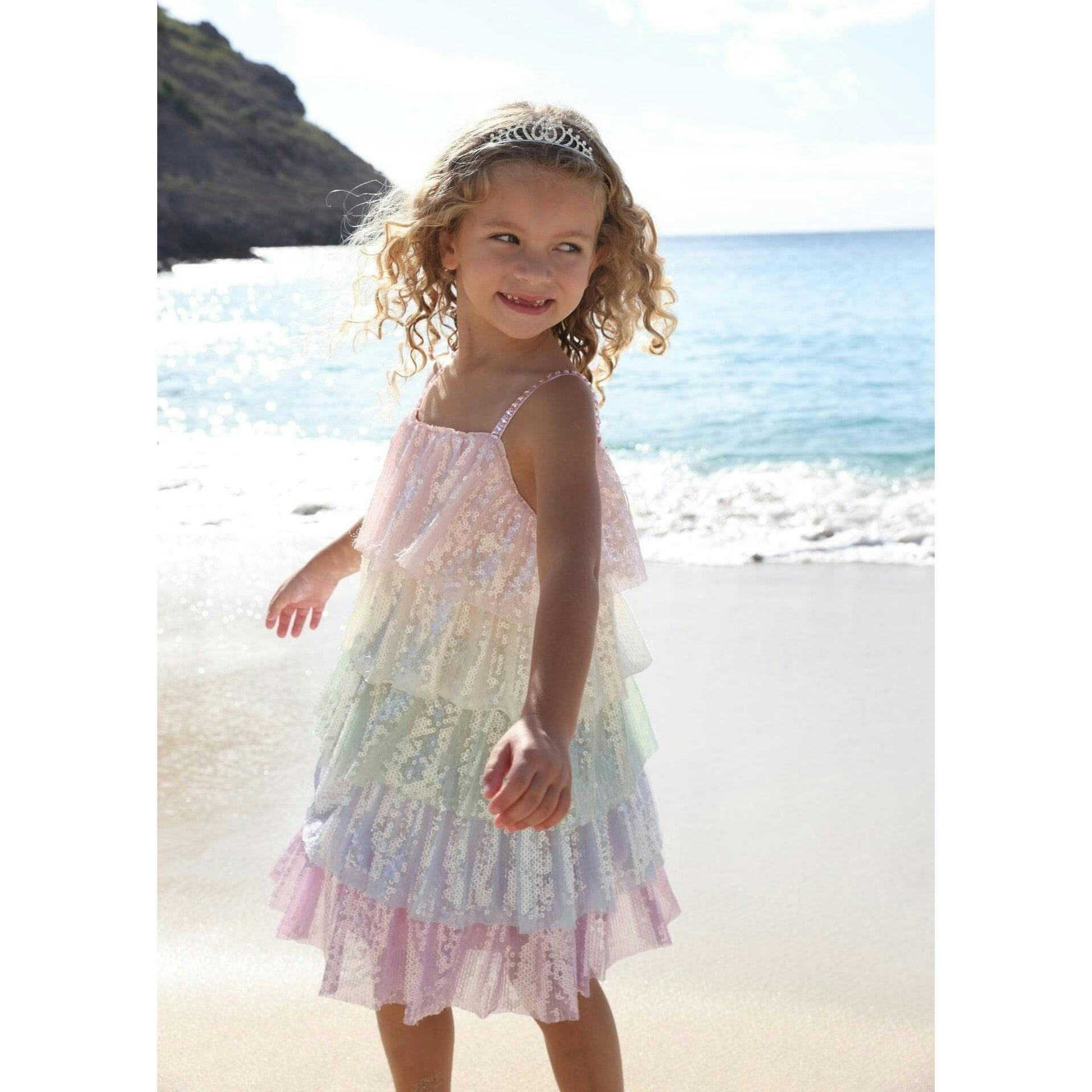 Rainbow Sequin Tiered Dress