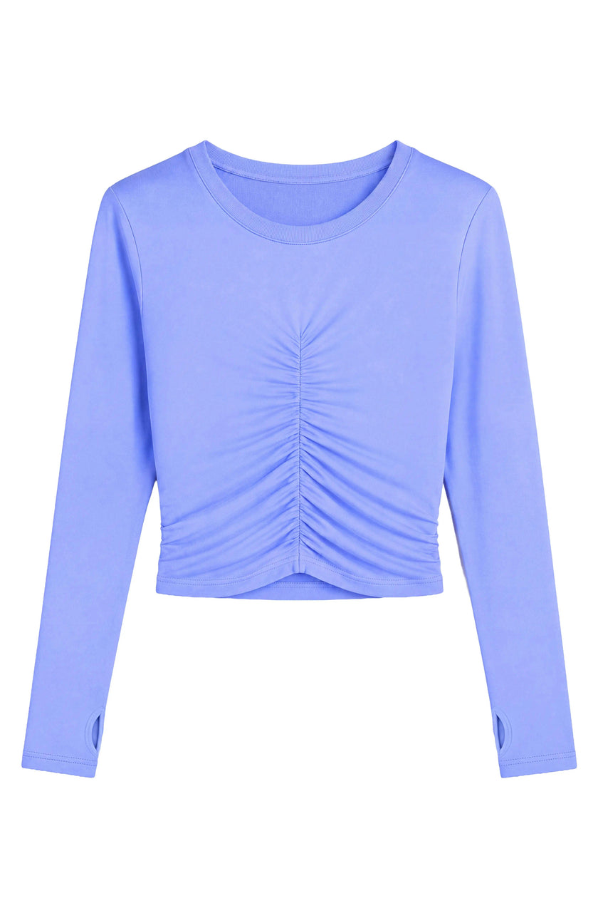 Pixie -  Ruched Long Sleeve Top - Periwinkle