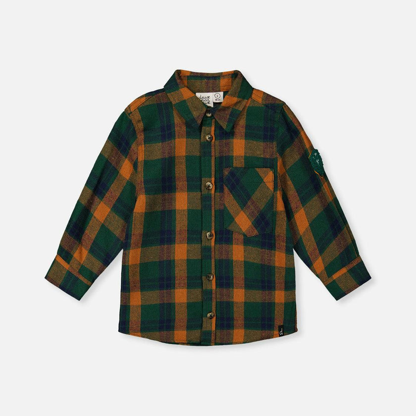 Plaid Shirt Orange, Blue and Green