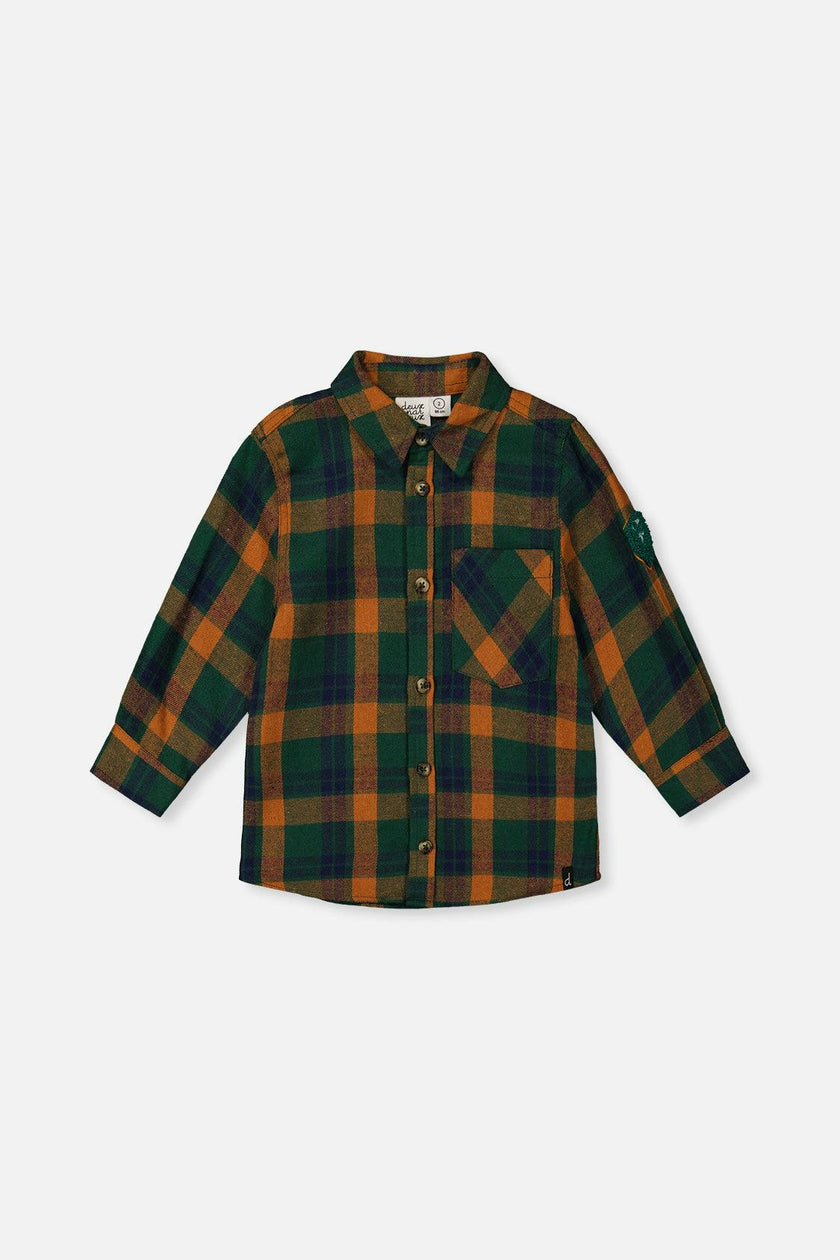 Plaid Shirt Orange, Blue and Green