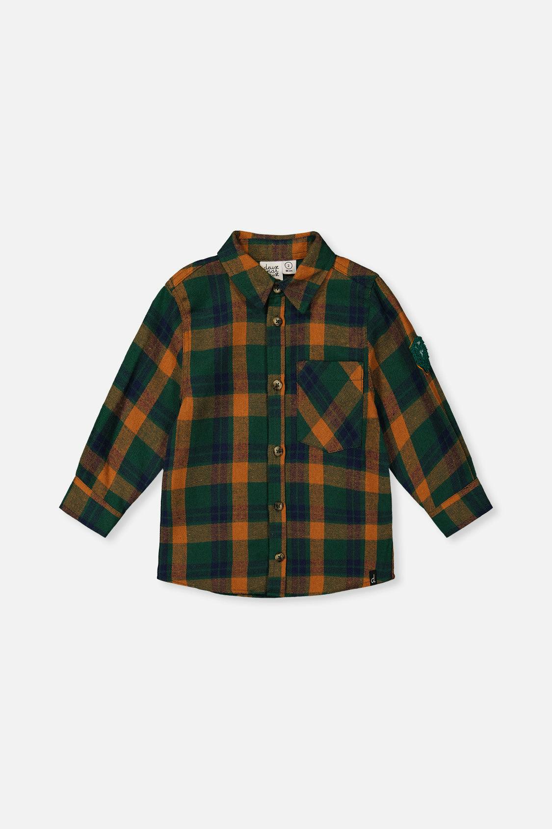 Plaid Shirt Orange, Blue and Green