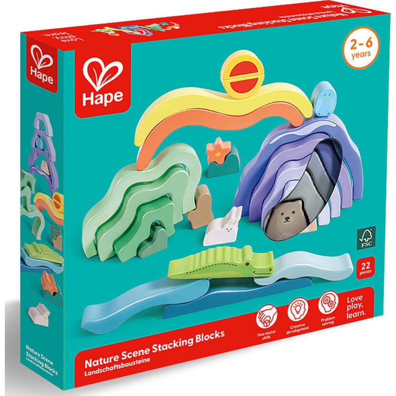 Hape: Nature Scene Stacking Blocks - Wooden Nesting Toy