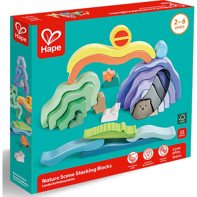 Hape: Nature Scene Stacking Blocks - Wooden Nesting Toy