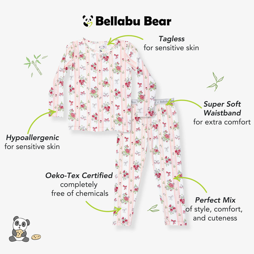 Floral Stripes Bamboo Kids Pajamas