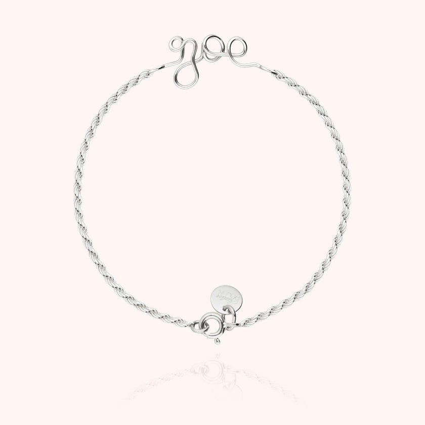 Women's Personalized Rope Chain Bracelet, 925 Silver