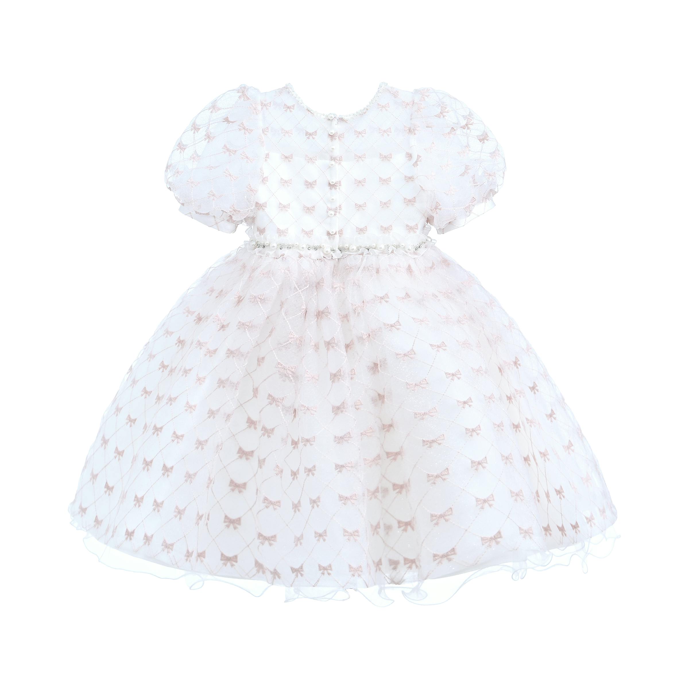 Ivory Pink Accented Tulle Fontana Dress