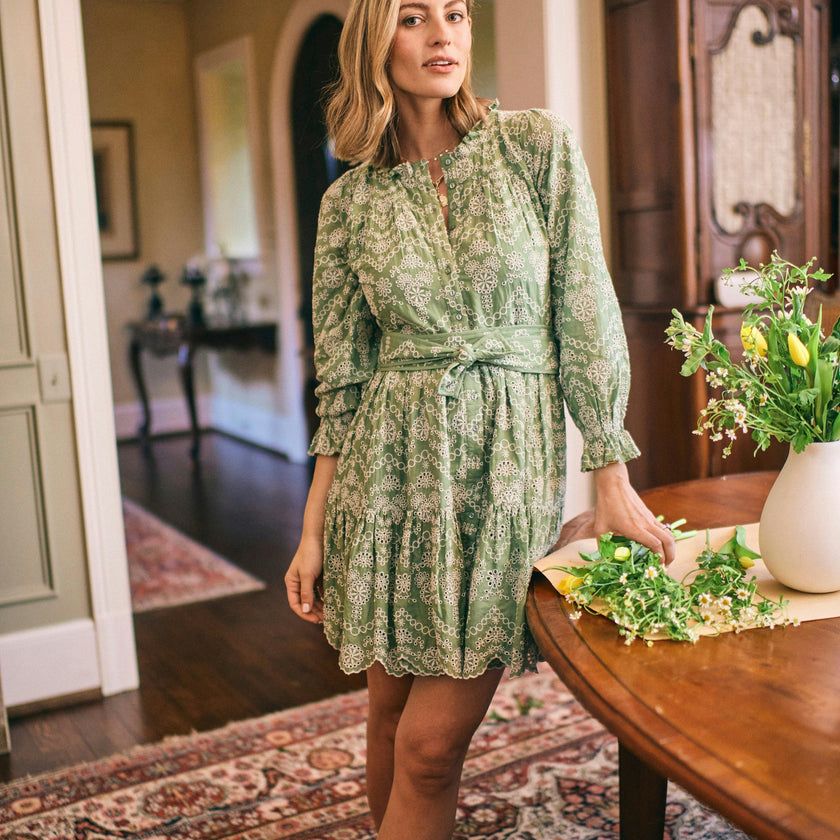 Jillian Dress in Mint Embroidery