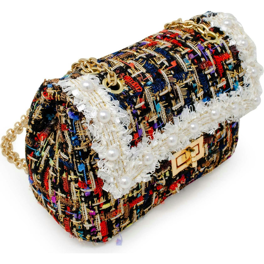 Classic Tweed Pearl Handbag