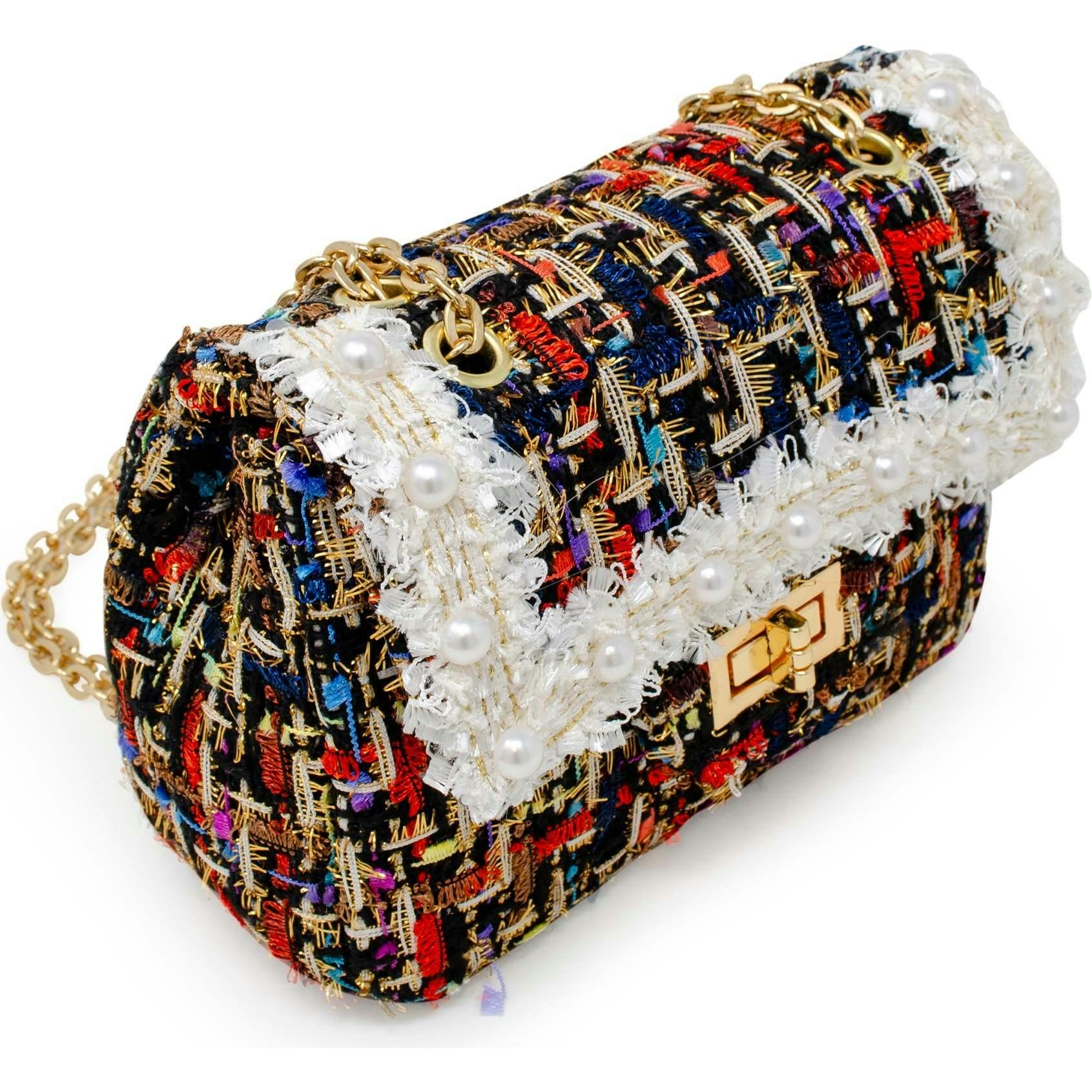 Classic Tweed Pearl Handbag