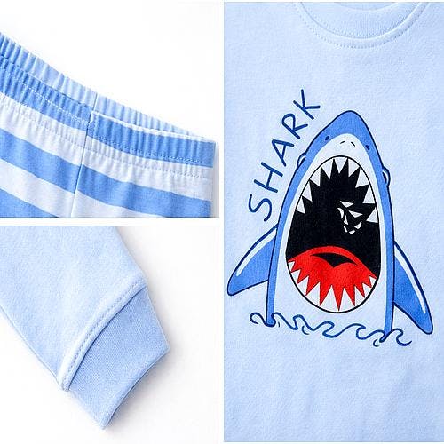Kids and Toddlers 2 Pack Sharks/Cars Long Sleeve Snug Fitted Pajamas