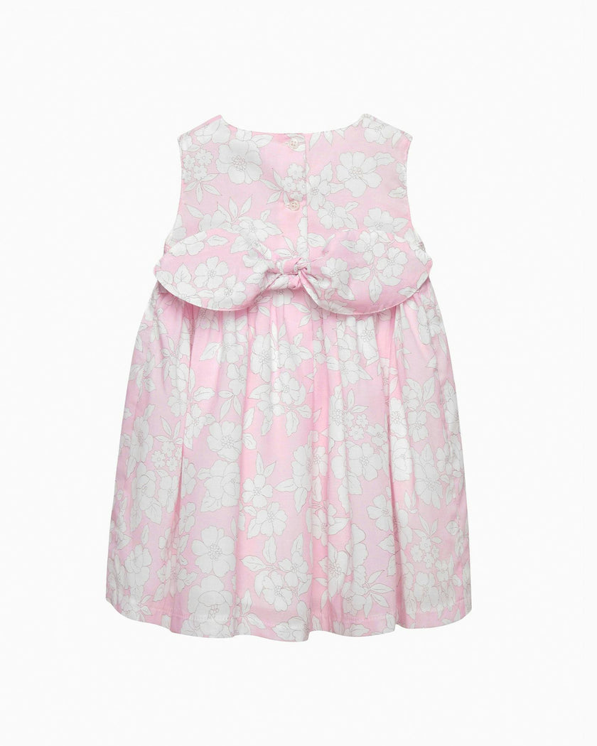 Baby Molly Smocked Pinafore Dress in Pale Pink Floral