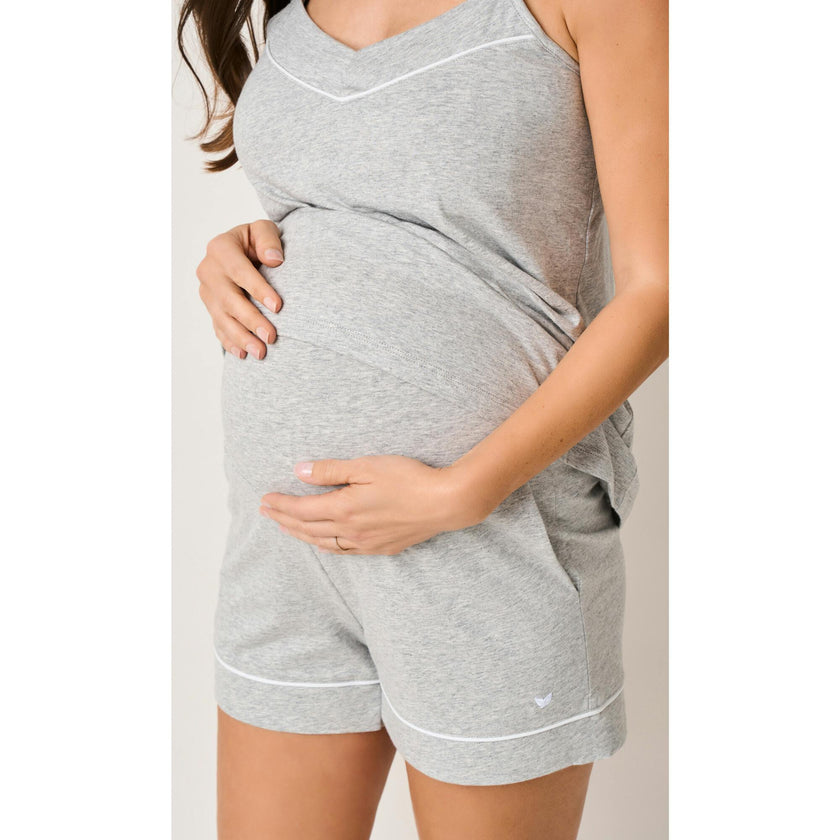 Women's Pima Maternity Shorts in Light Heather Grey