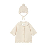 Cream Knit Jacket with Hat