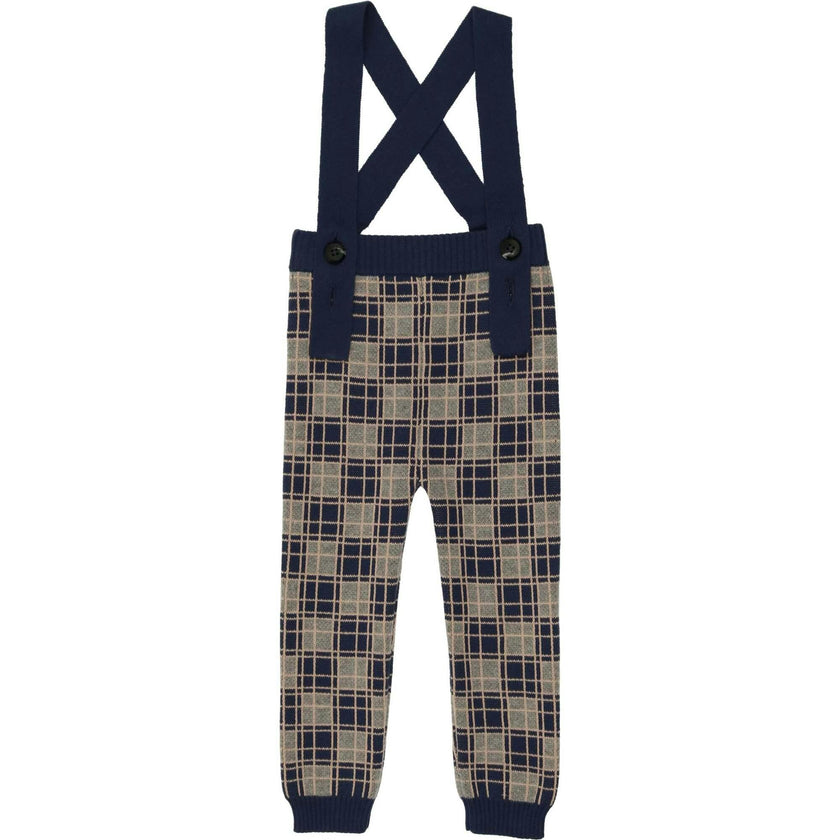 Charming Plaid Cross Strap Ribbed Waist & Cuff Overalls