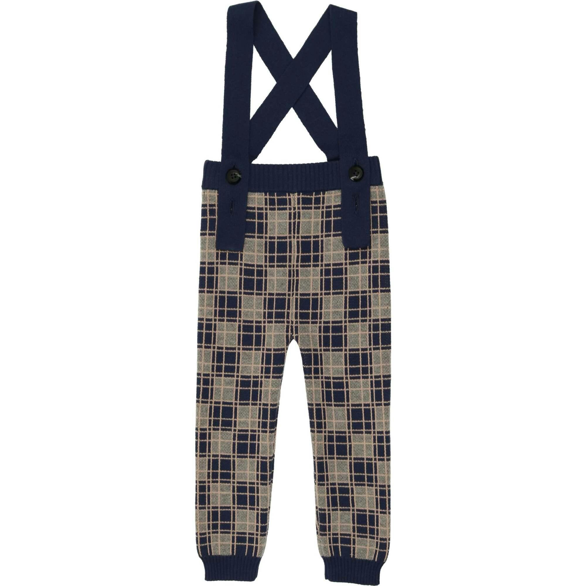 Charming Plaid Cross Strap Ribbed Waist & Cuff Overalls