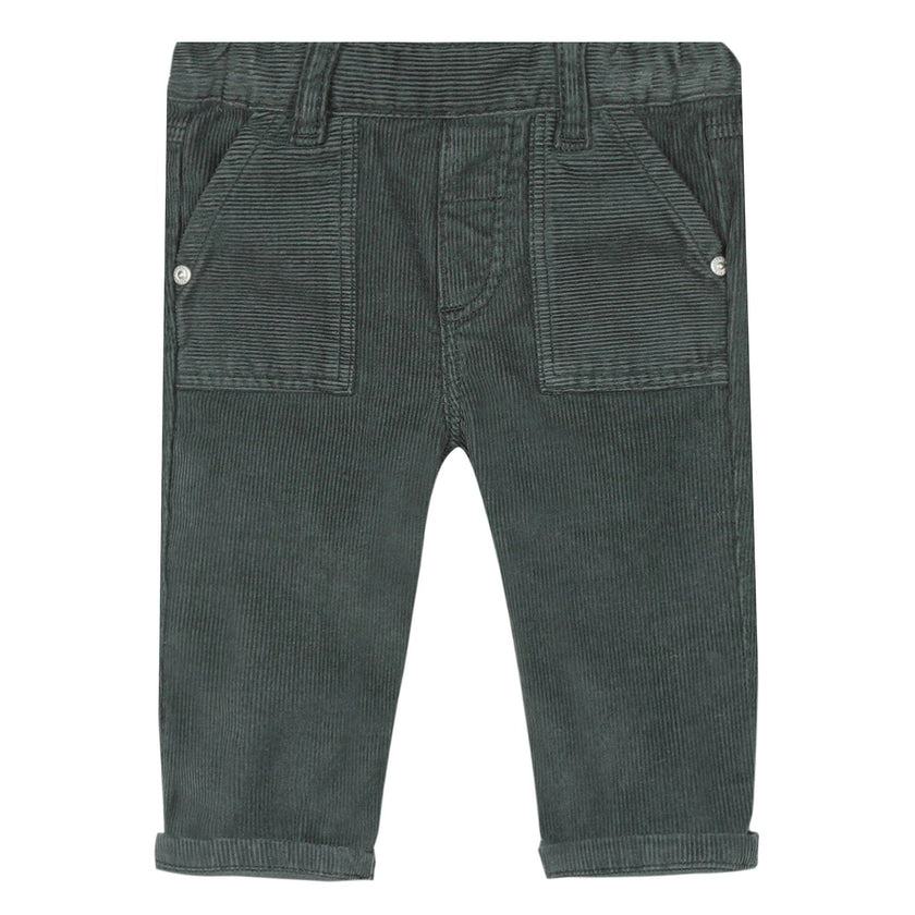 Moss green fine-ribbed corduroy pants