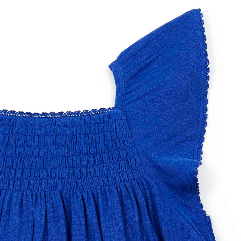 BONTON Bleu Vacances Reveuse Gauze Cotton Dress