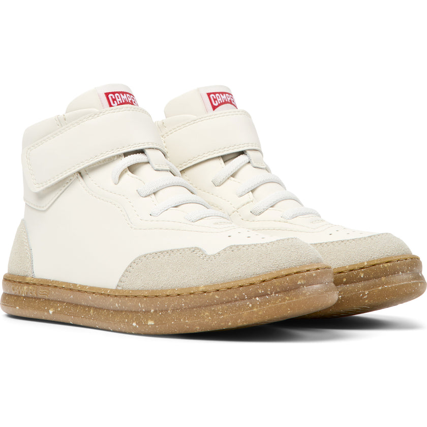 Runner Four Leather Ankle Velcro Nubuck Sneakers, White
