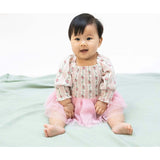 Winding Roses Stripe - Long Sleeve Smocked Bubble with Tutu