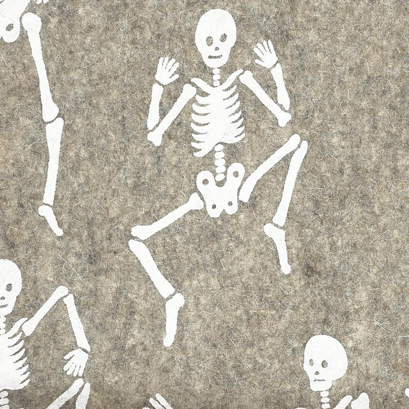 Hand Felted Wool Halloween Skeleton Table Runner - 16x72" Arcadia Home