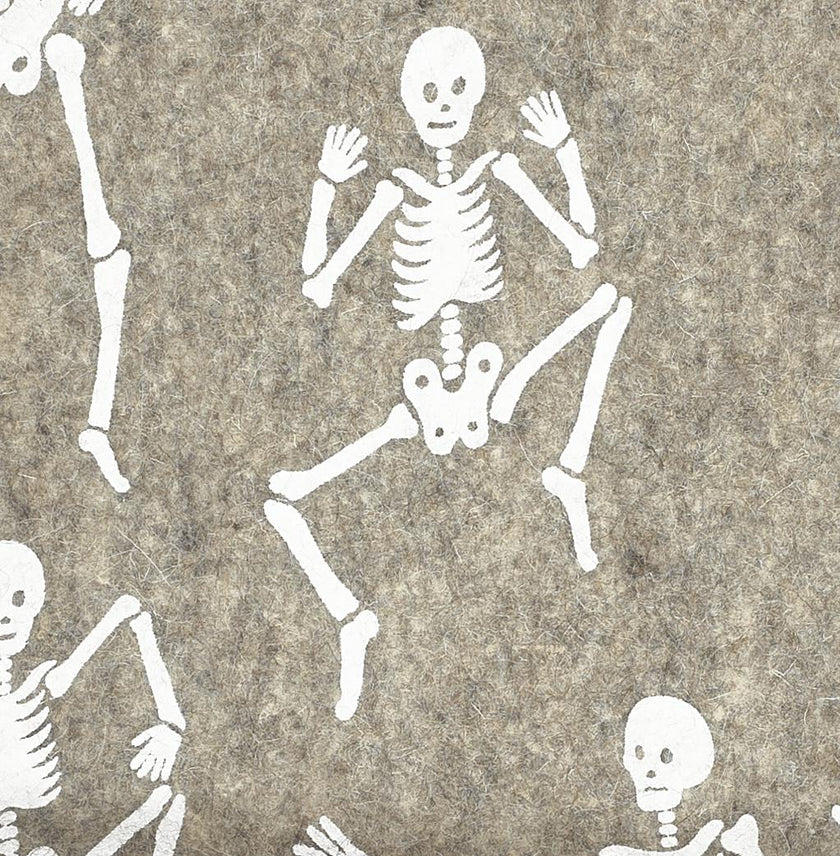 Hand Felted Wool Halloween Skeleton Table Runner - 16"x72"