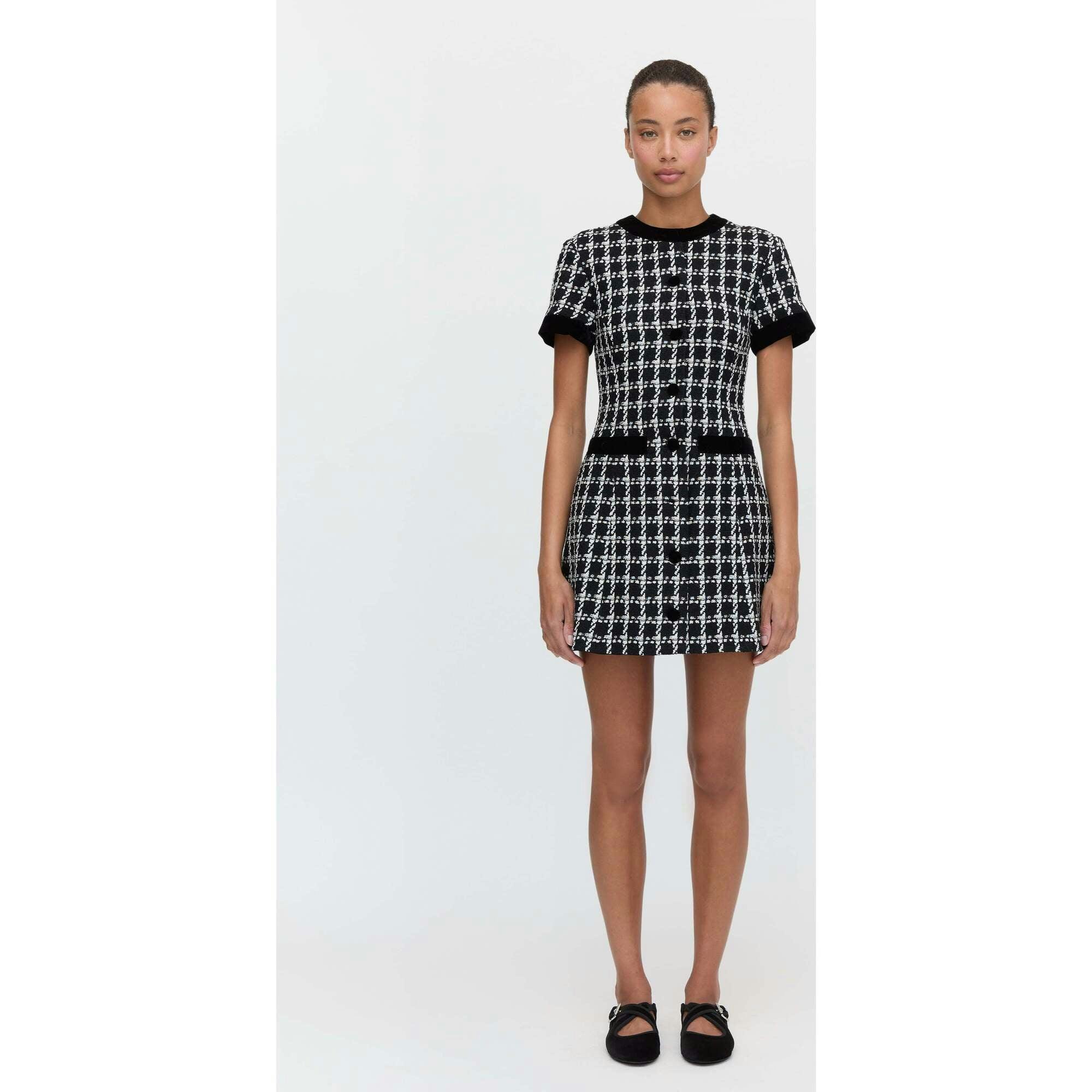 The Allegra Dress - Black and White Tweed