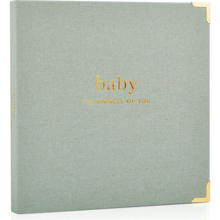 Keepsake Baby Memory Book for Boys and Girls - Timeless First 5 Year Baby Book - Linen Journal Scrapbook & Photo Album - Record Every Milestone Birth to Age 5