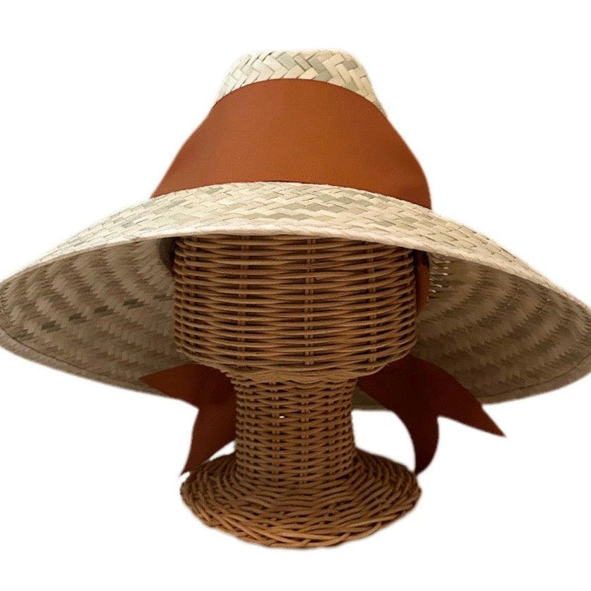 Begonia Sun Hat - Burnt Orange/Rust Wide & Short Grosgrain Ribbon