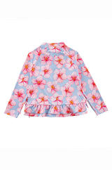 Raya UPF 50+ Ruffled Zip Up Sun Protection Jacket, Hibiscus