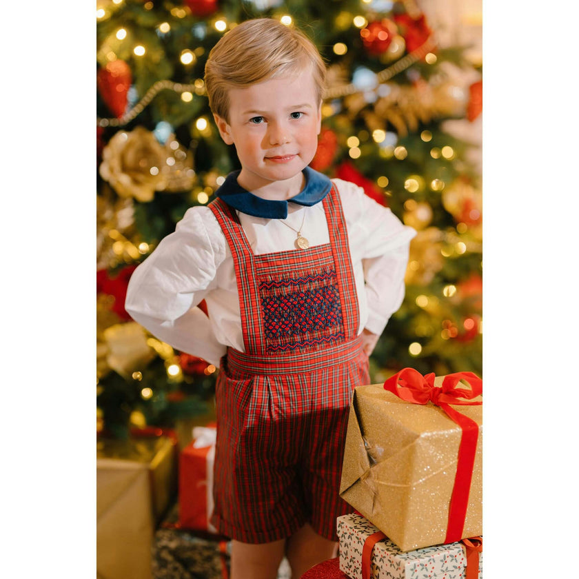 George Navy Tartan Boy Dungaree & Shirt