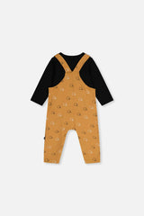 Organic Cotton Onesie With Overalls Set Black And Brown