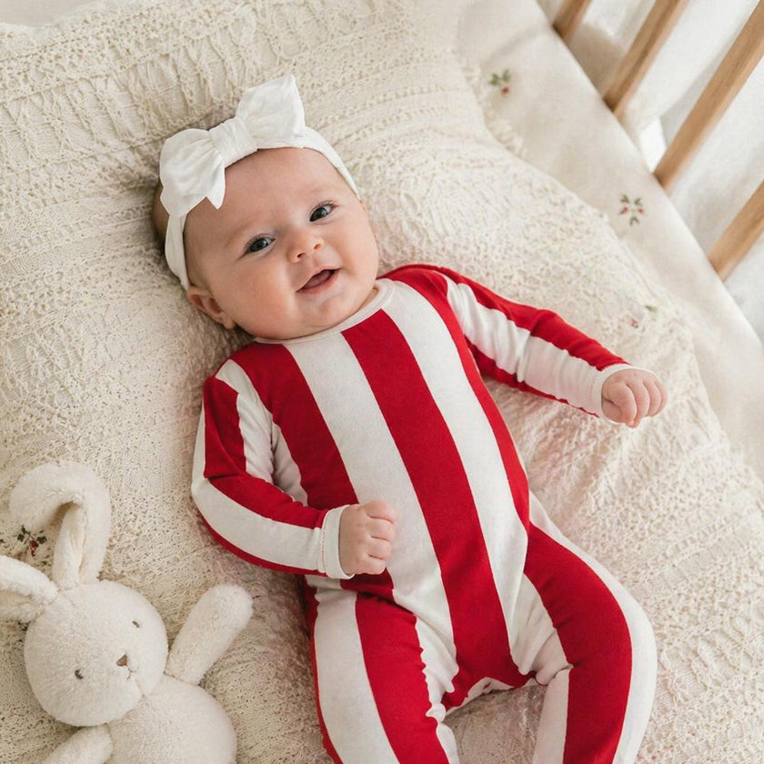 Striped Cotton Long Sleeve Footie