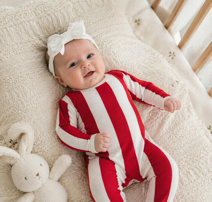Striped Cotton Long Sleeve Footie