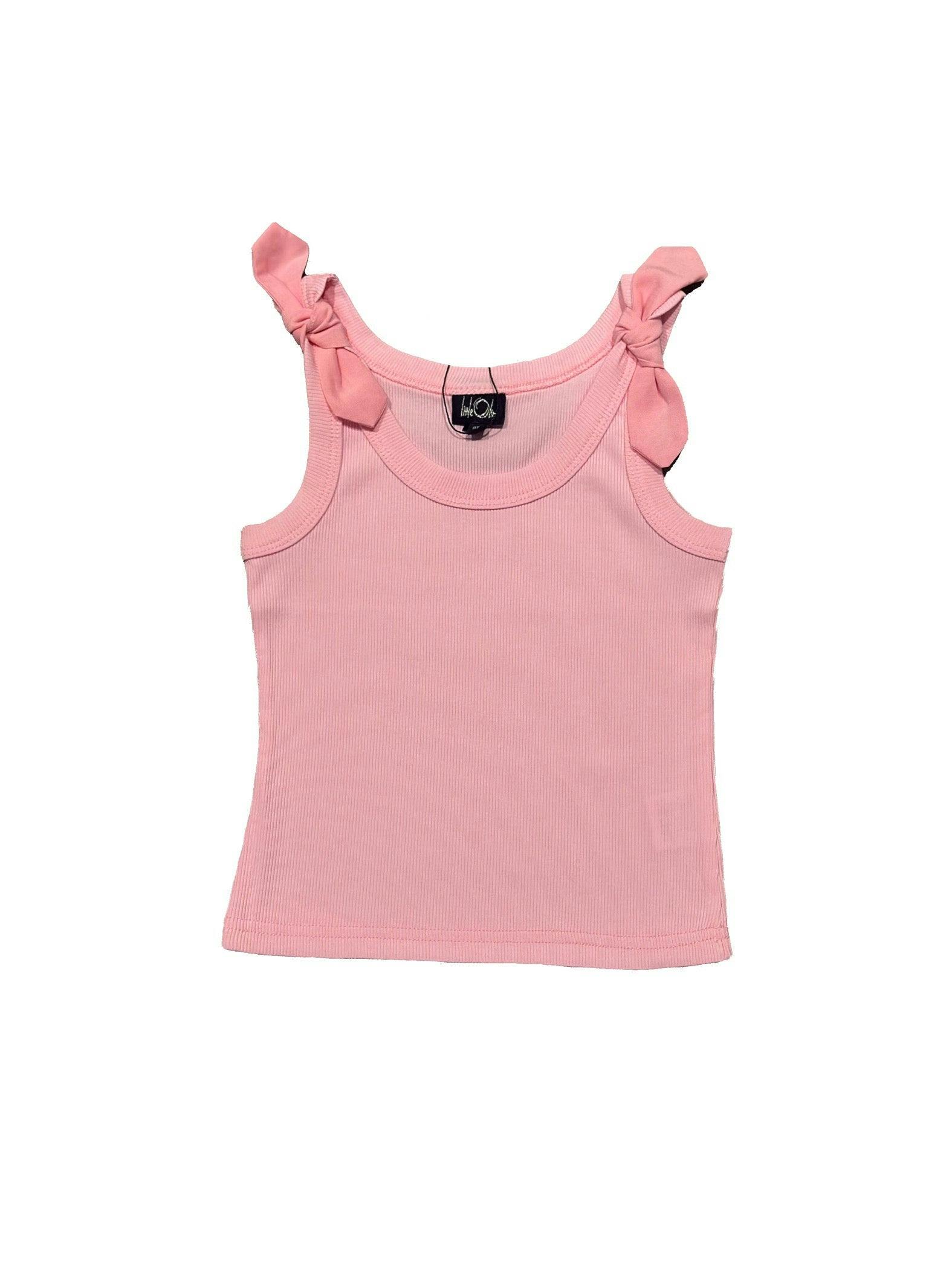 Tie Pink Ribbed Tank Top