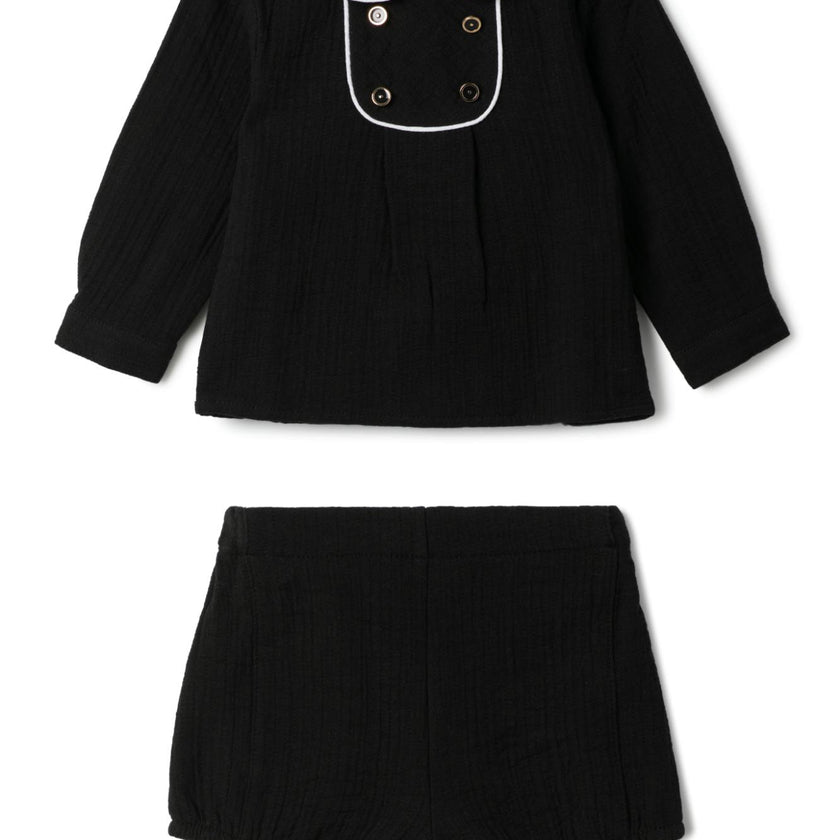 Crest Embroidered Set Black