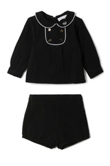 Crest Embroidered Set Black