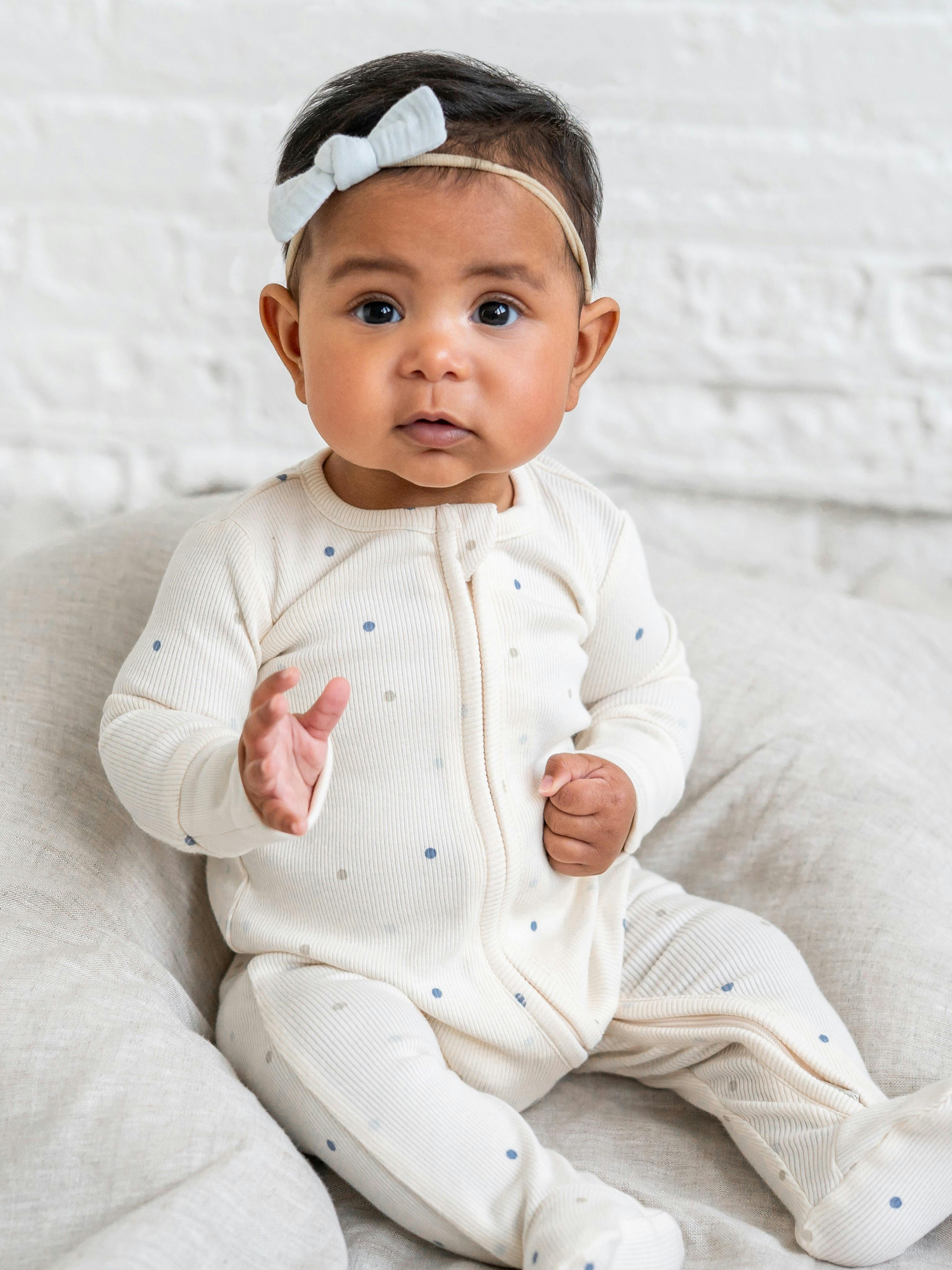 Kit Ribbed Zipper Sleeper - Mini Dot / Sea + Dune