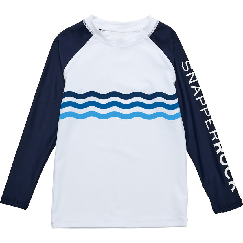 Wave Stripe LS Rash Top, White